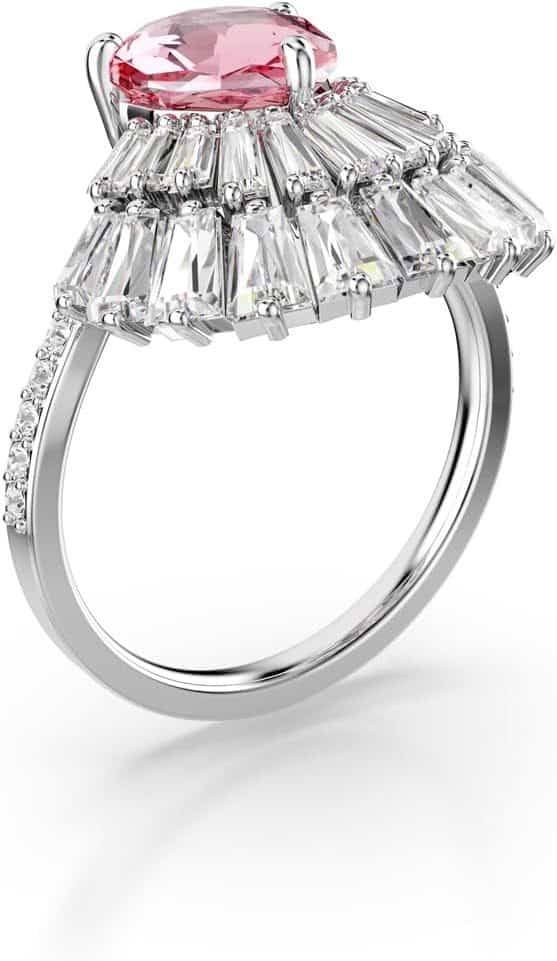 Swarovski Idyllia Cocktail Ring, Mixed Cuts, Shell, Pink, Rhodium Plated -Swarovski