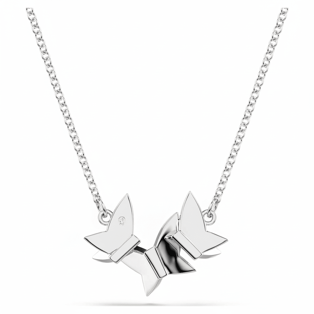 Swarovski Idyllia Lilia necklace Butterfly, Blue, Rhodium plated -Swarovski