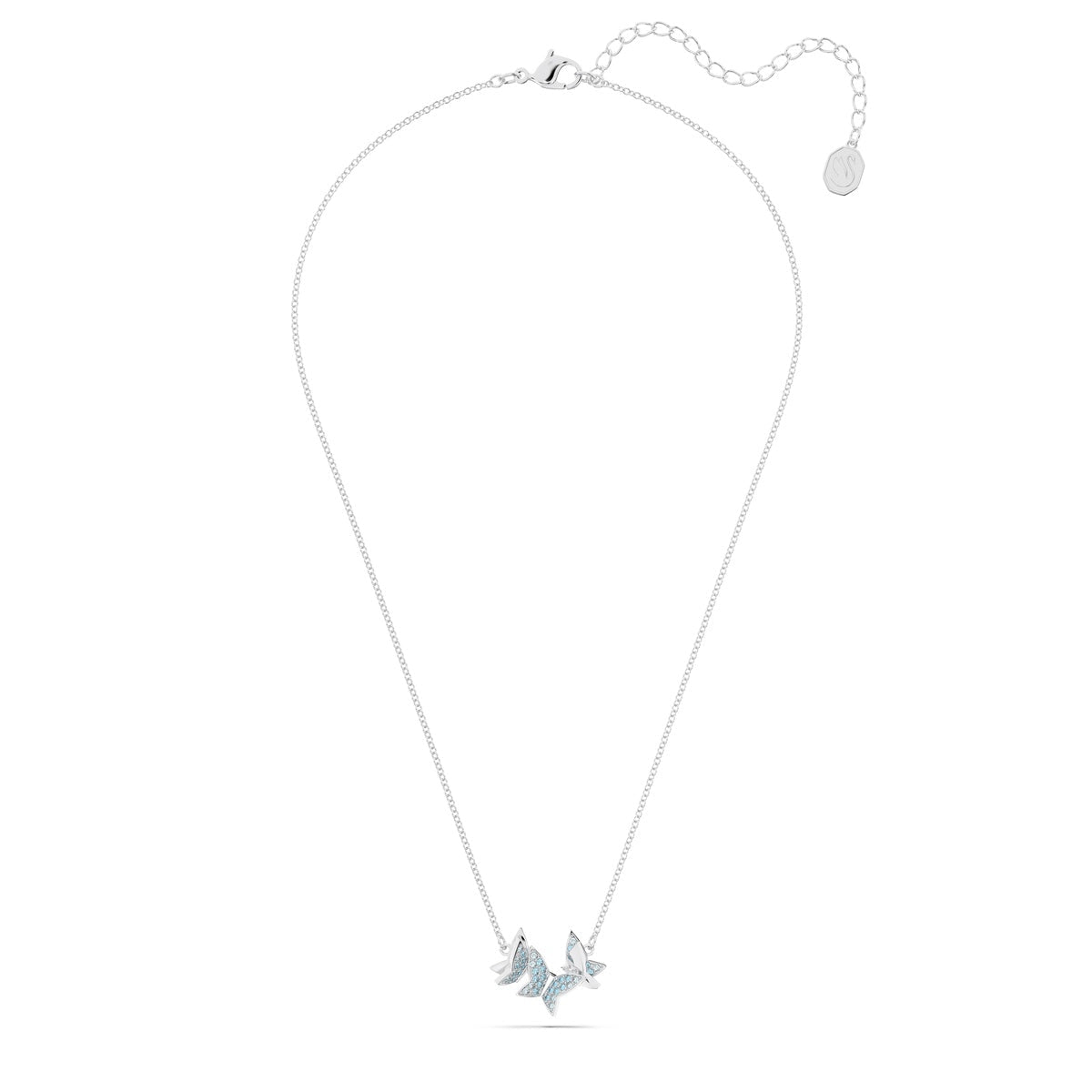 Swarovski Idyllia Lilia necklace Butterfly, Blue, Rhodium plated -Swarovski