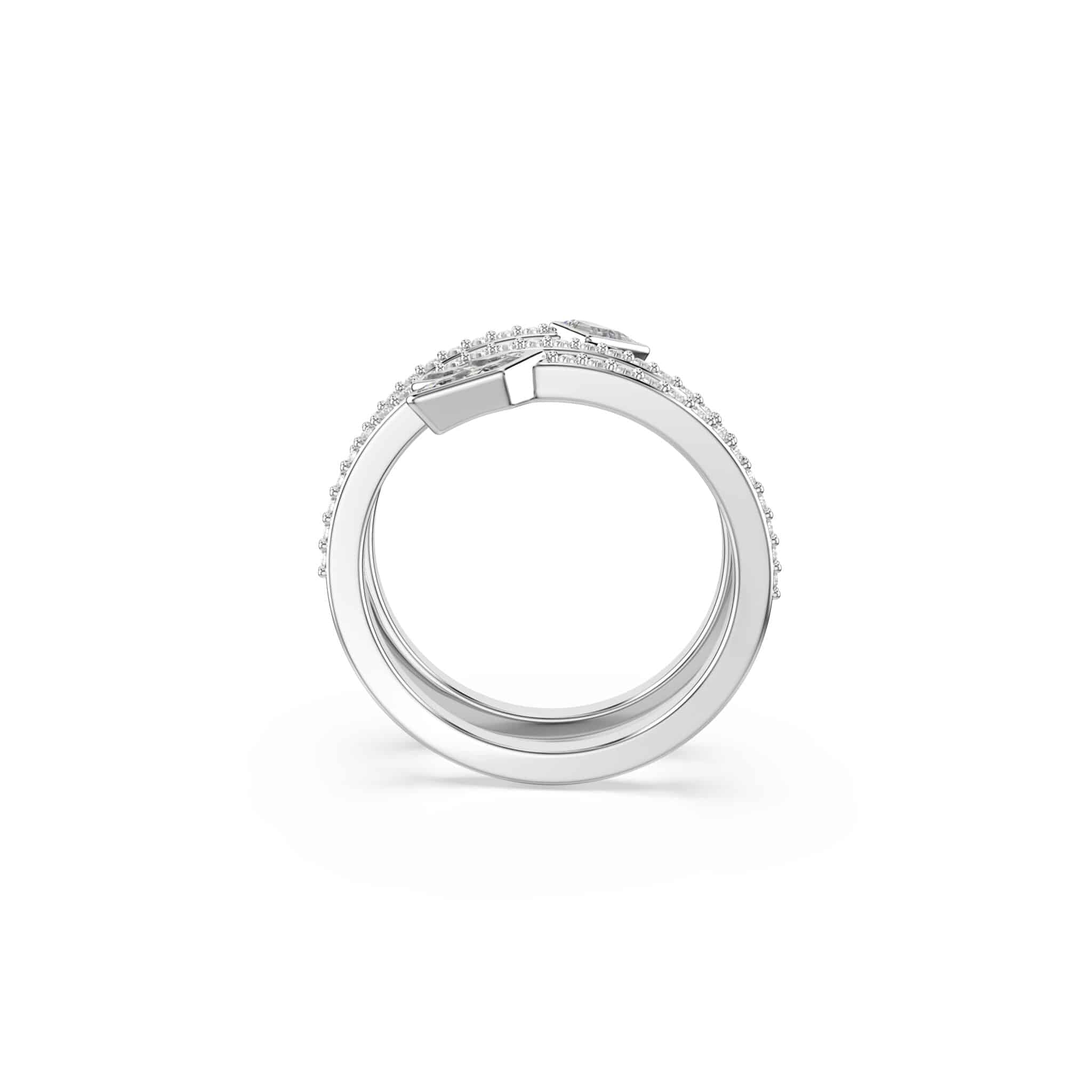 Swarovski Idyllia Motif ring, Mixed cuts, Arrow, White, Rhodium plated -Swarovski