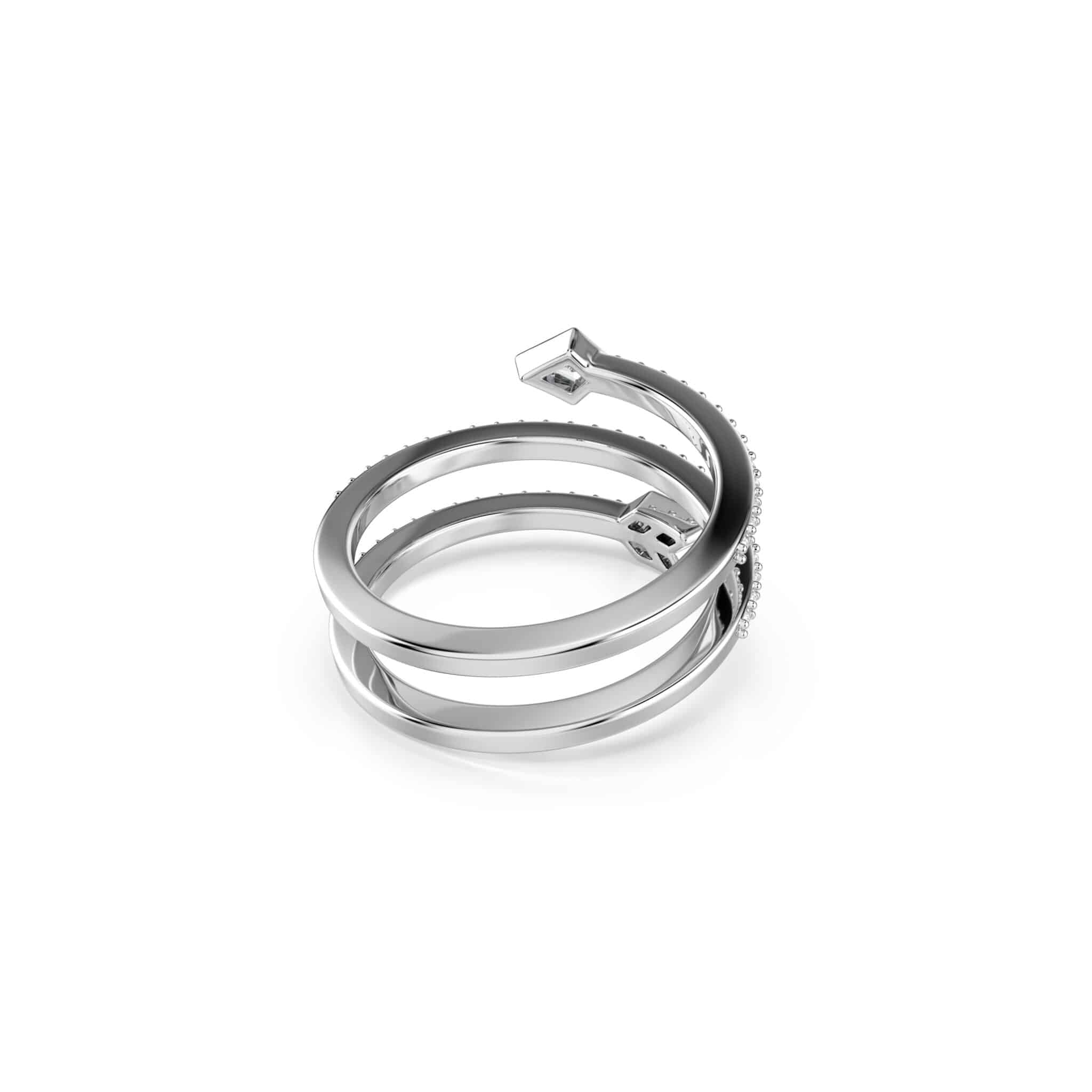 Swarovski Idyllia Motif ring, Mixed cuts, Arrow, White, Rhodium plated -Swarovski