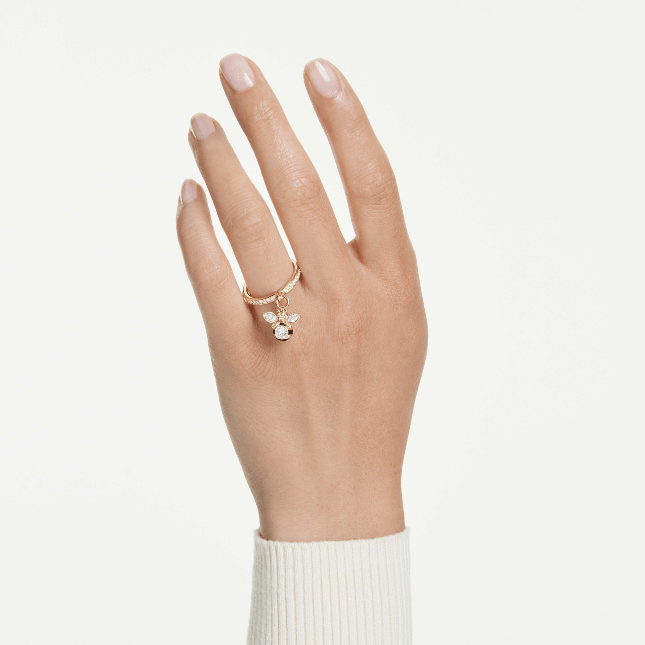 Swarovski Idyllia Motif ring, Mixed cuts, Bee, Multicolored, Gold-tone plated -Swarovski