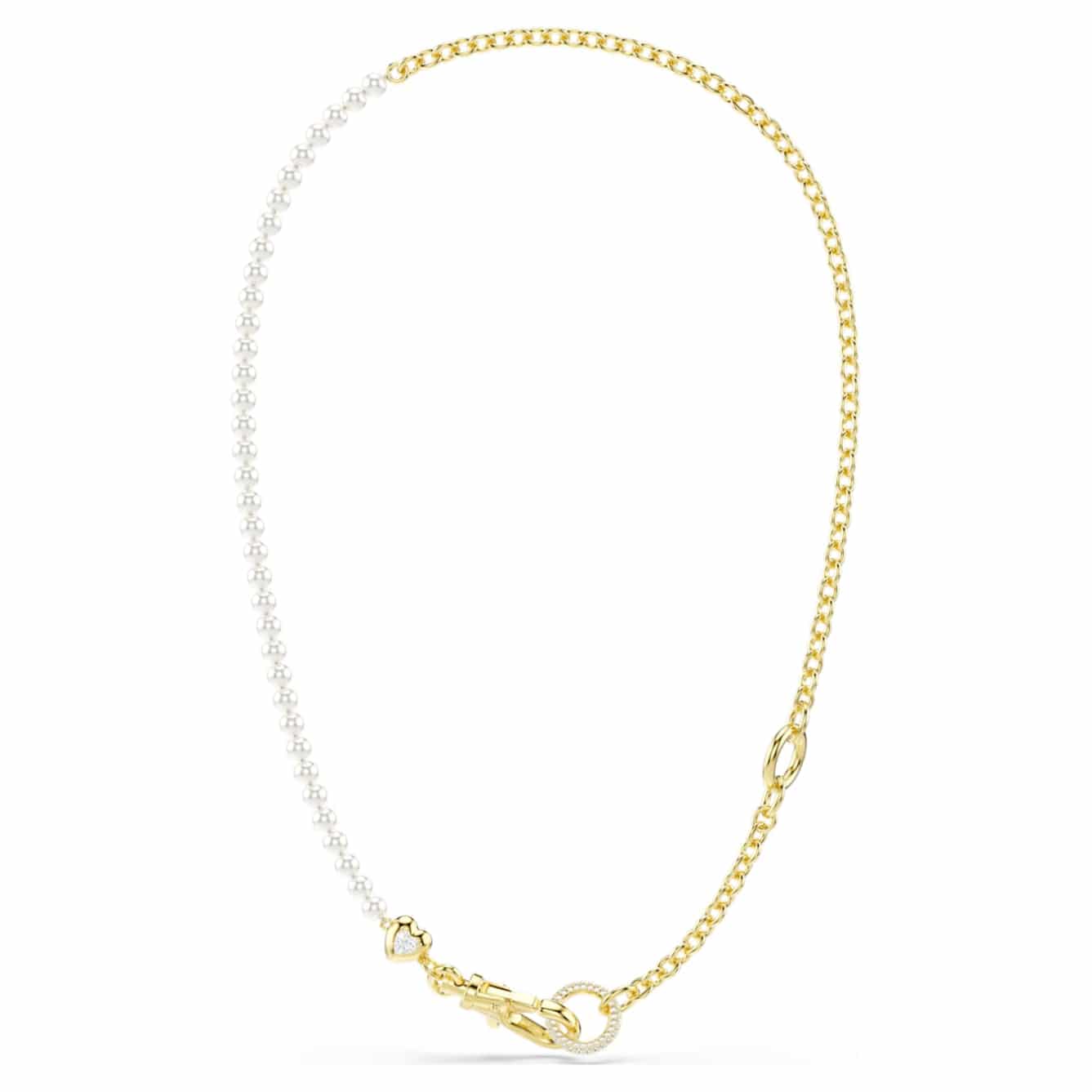 Swarovski Idyllia Necklace, Crystal pearl, White, Gold-tone plated -Swarovski