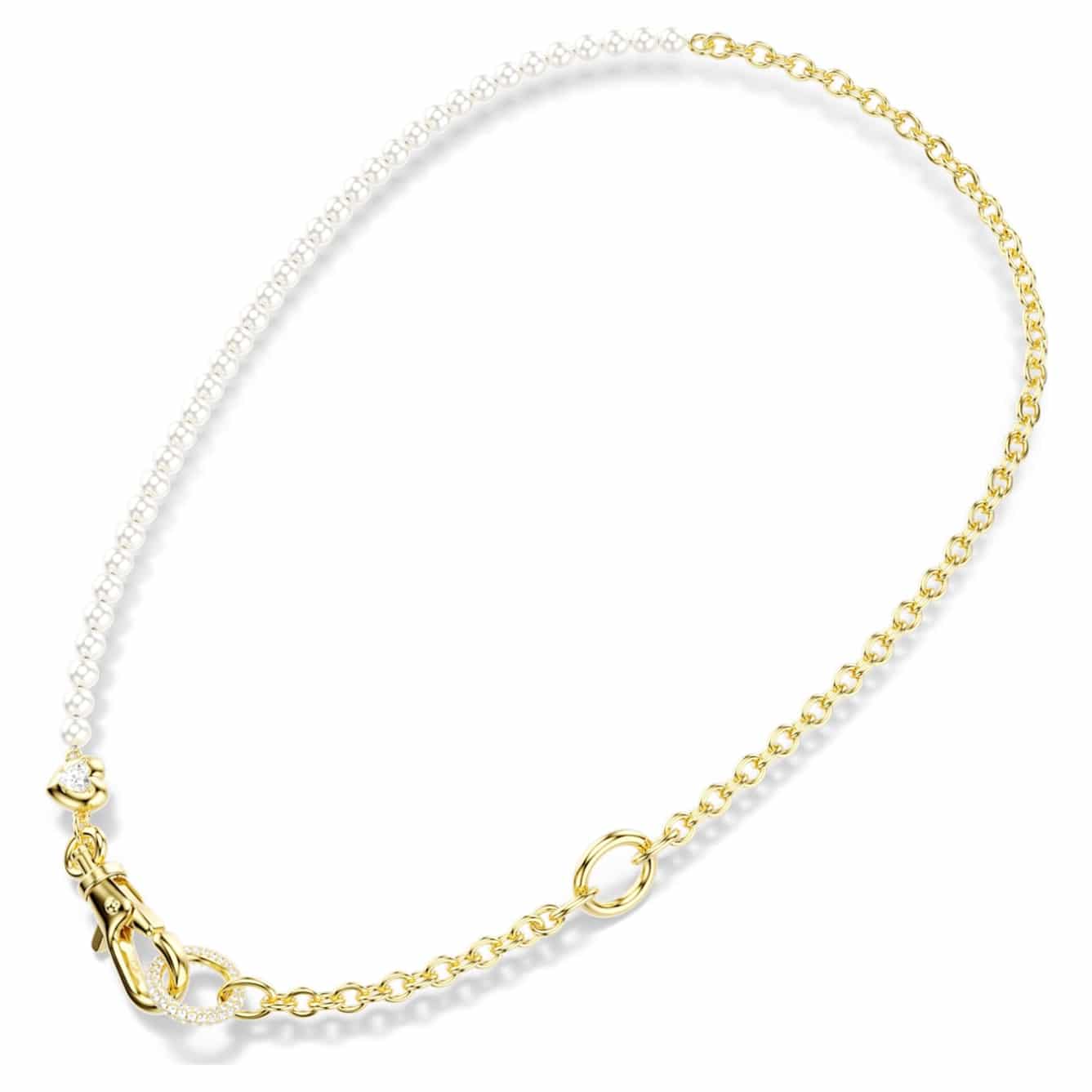 Swarovski Idyllia Necklace, Crystal pearl, White, Gold-tone plated -Swarovski