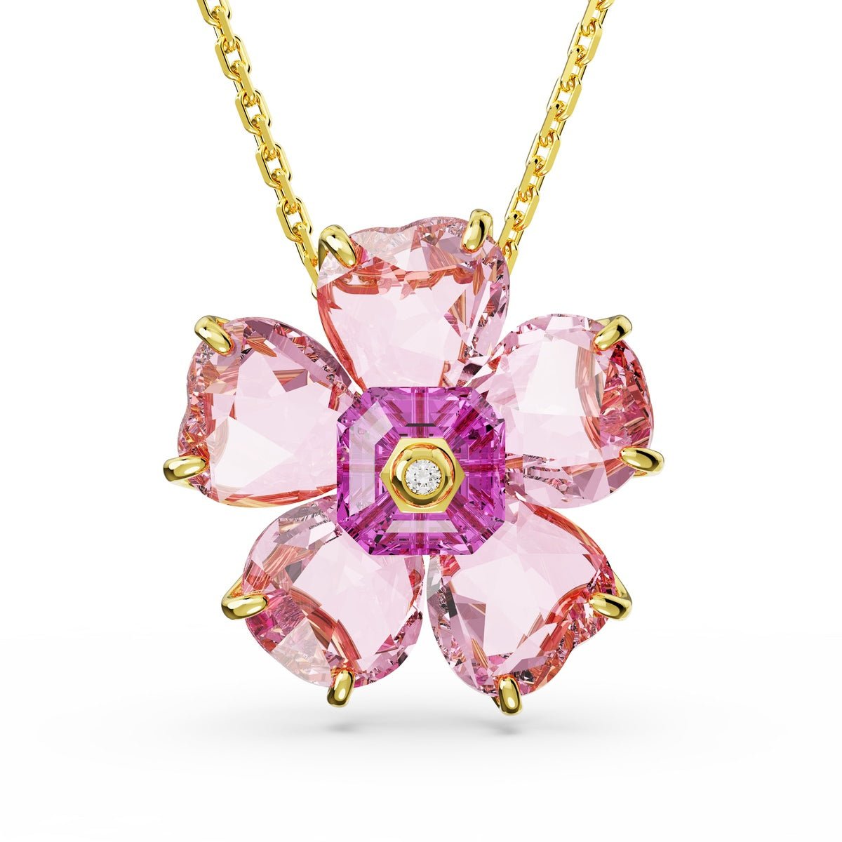 Swarovski Idyllia Necklace Flower, Pink, Gold-tone Plated -Swarovski