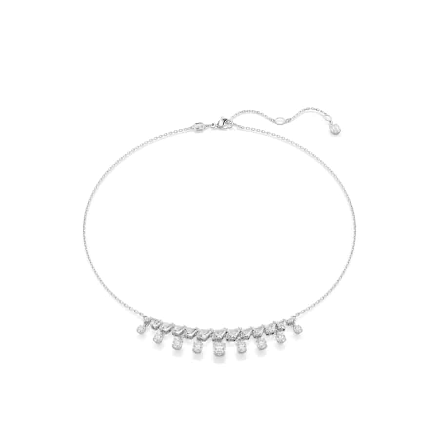 Swarovski Idyllia Necklace, Mixed Cuts, Snowflake, White, Rhodium Plated -Swarovski