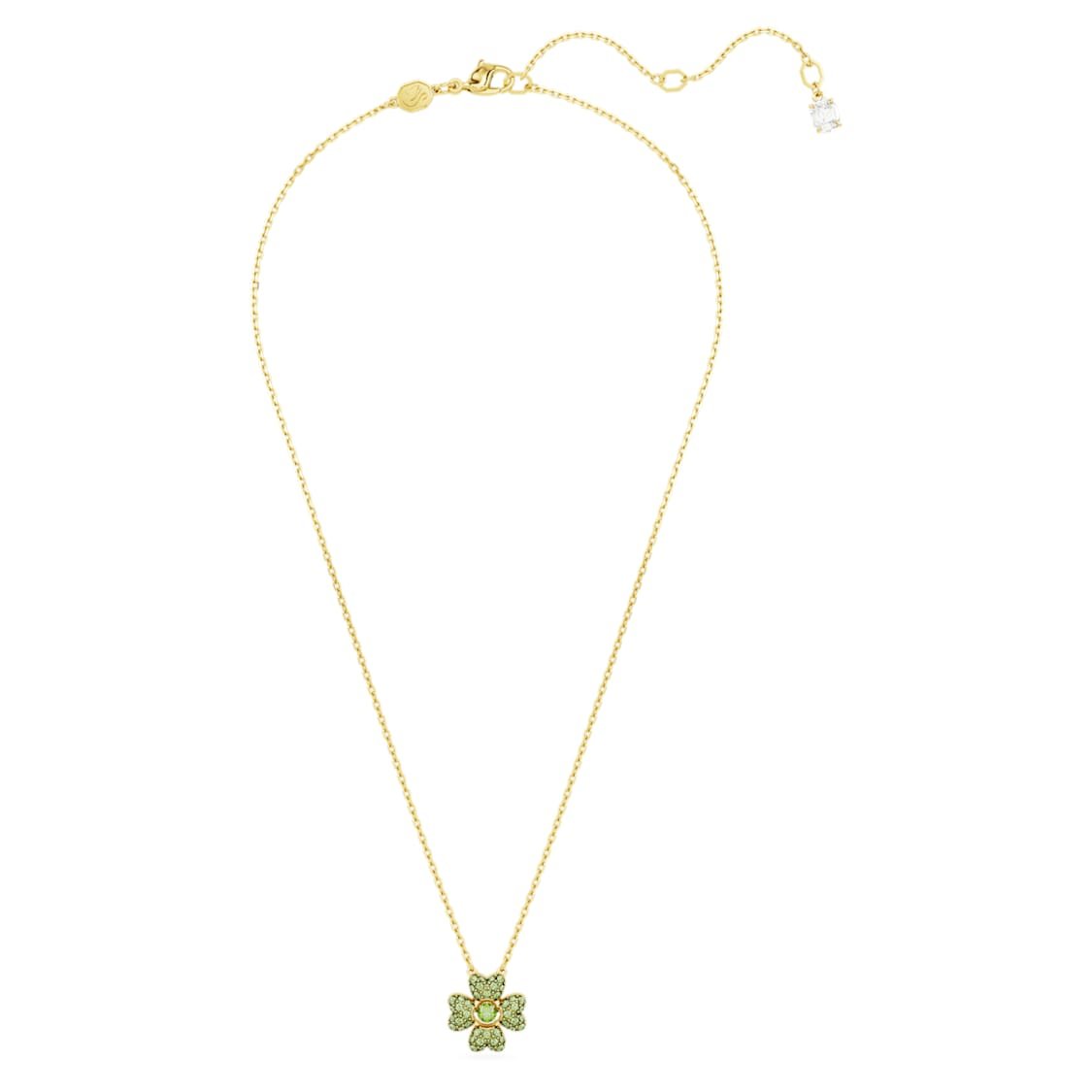 Swarovski Idyllia Pendant Clover, Green, Gold-Tone Plated -Swarovski