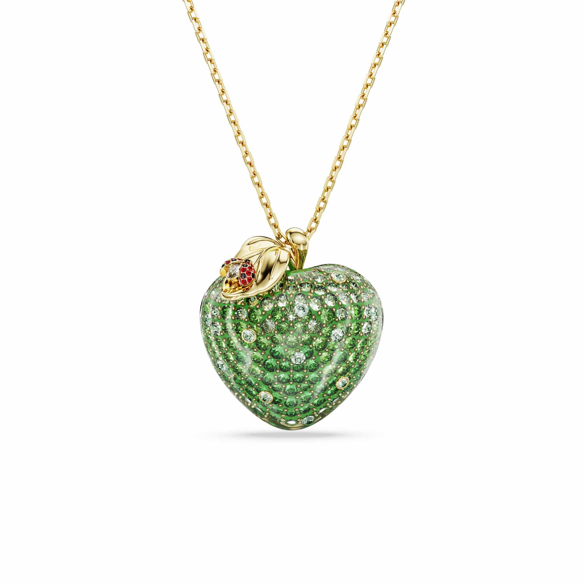 Swarovski Idyllia Pendant, Mixed cuts, Apple, Green, Gold-tone plated -Swarovski