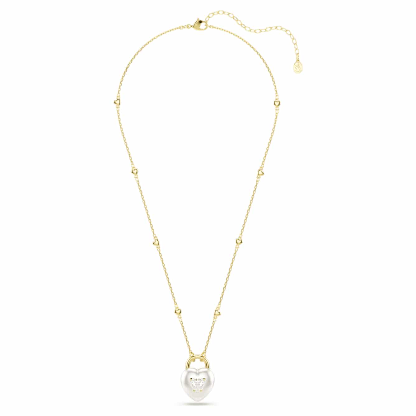 Swarovski Idyllia Pendant, Mixed cuts, Heart, White, Gold-tone plated -Swarovski