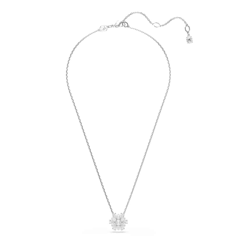 Swarovski Idyllia Pendant, Mixed Cuts, Snowflake, White, Rhodium Plated -Swarovski