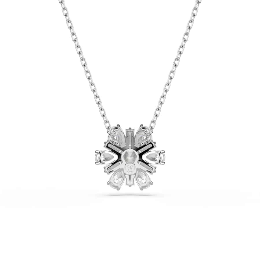 Swarovski Idyllia Pendant, Mixed Cuts, Snowflake, White, Rhodium Plated -Swarovski