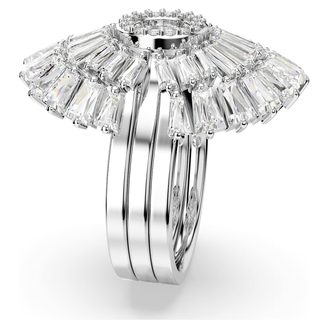 Swarovski Idyllia Ring Set (3), Mixed Cuts, Shell, White, Rhodium Plated -Swarovski