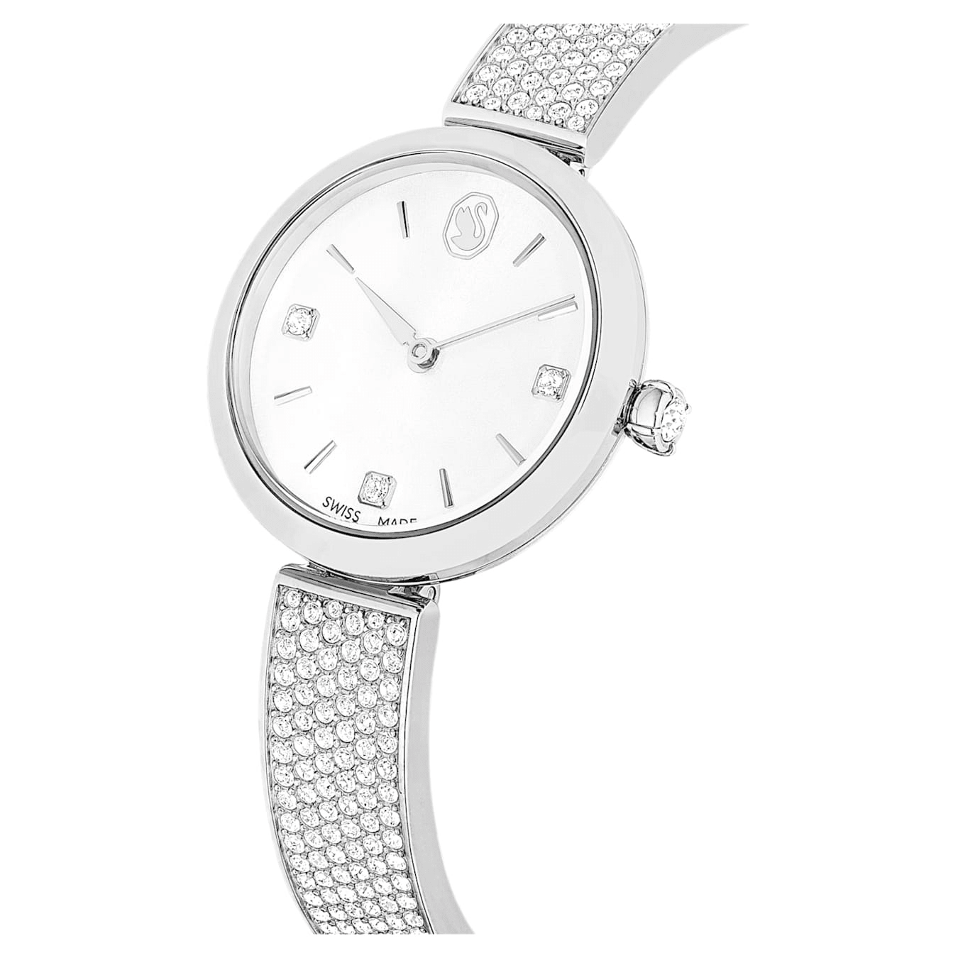 Swarovski Illumina Watch, Swiss Made, Metal bracelet, Silver tone, Stainless steel -Swarovski