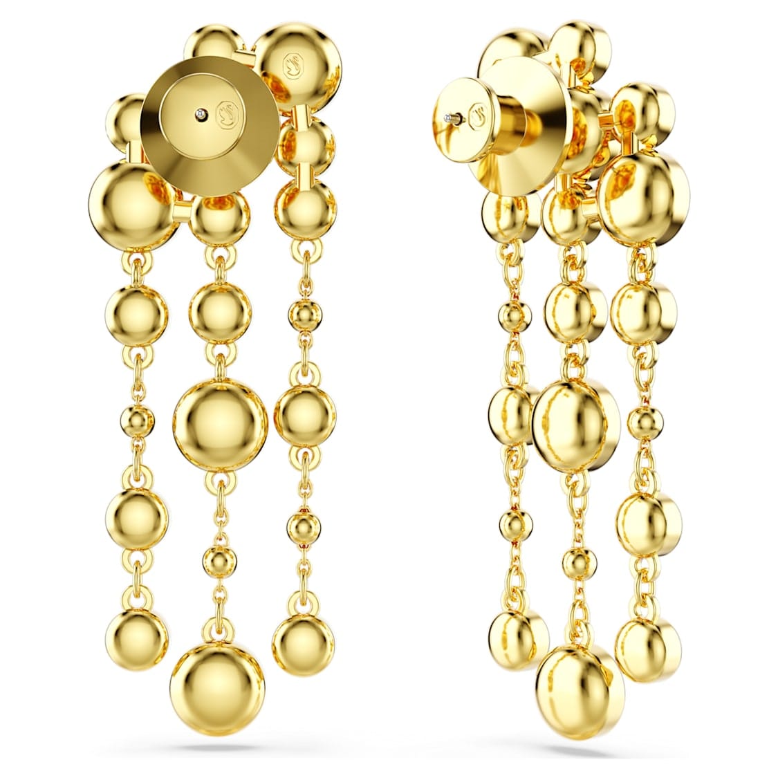 Swarovski Imber Drop Earrings Round Cut, Chandelier, White, Gold-Tone Plated -Swarovski