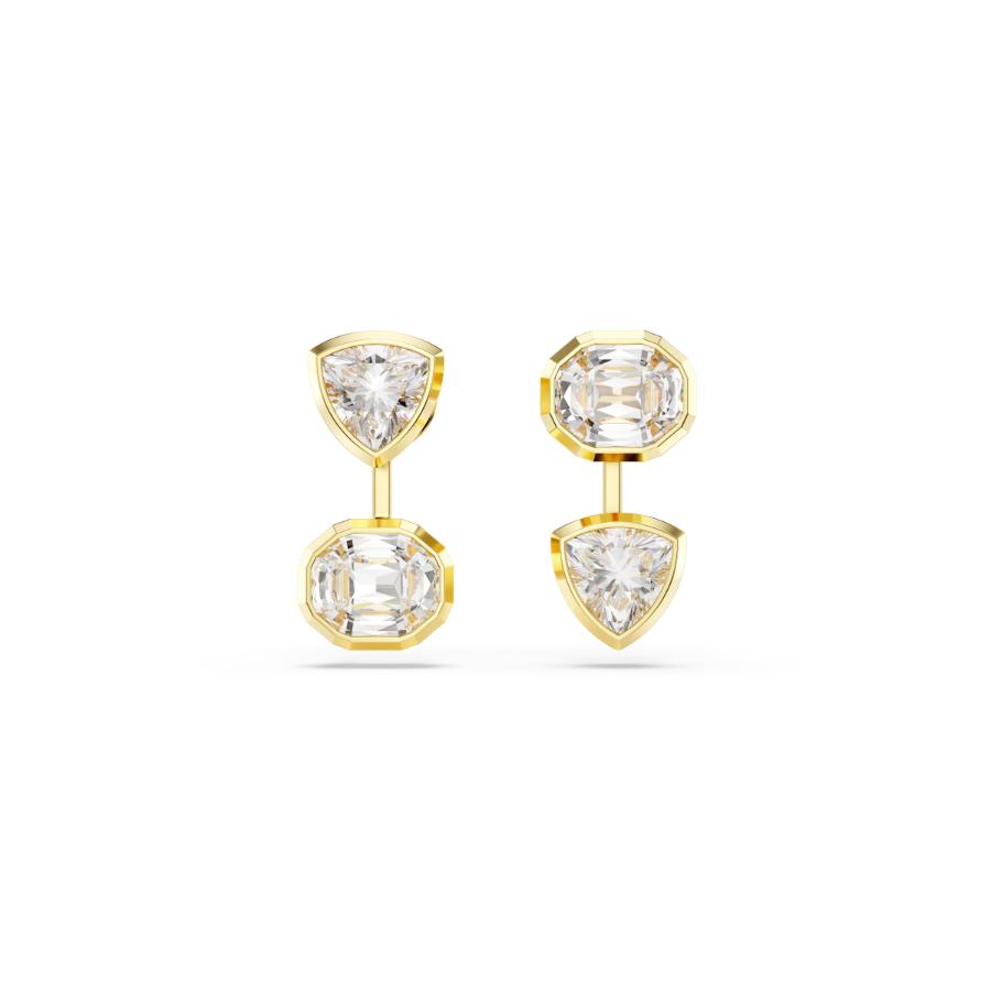 Swarovski Imber Earring Jackets, Asymmetrical Design, Mixed Cuts, White, Gold-tone Plated -Swarovski
