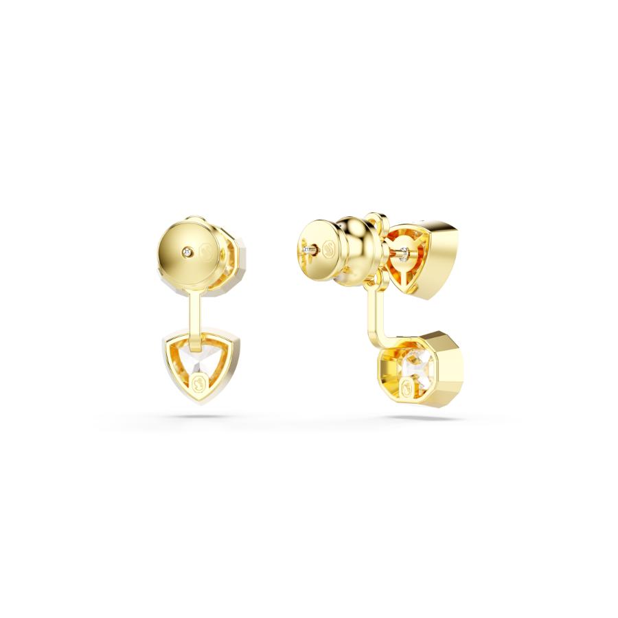 Swarovski Imber Earring Jackets, Asymmetrical Design, Mixed Cuts, White, Gold-tone Plated -Swarovski