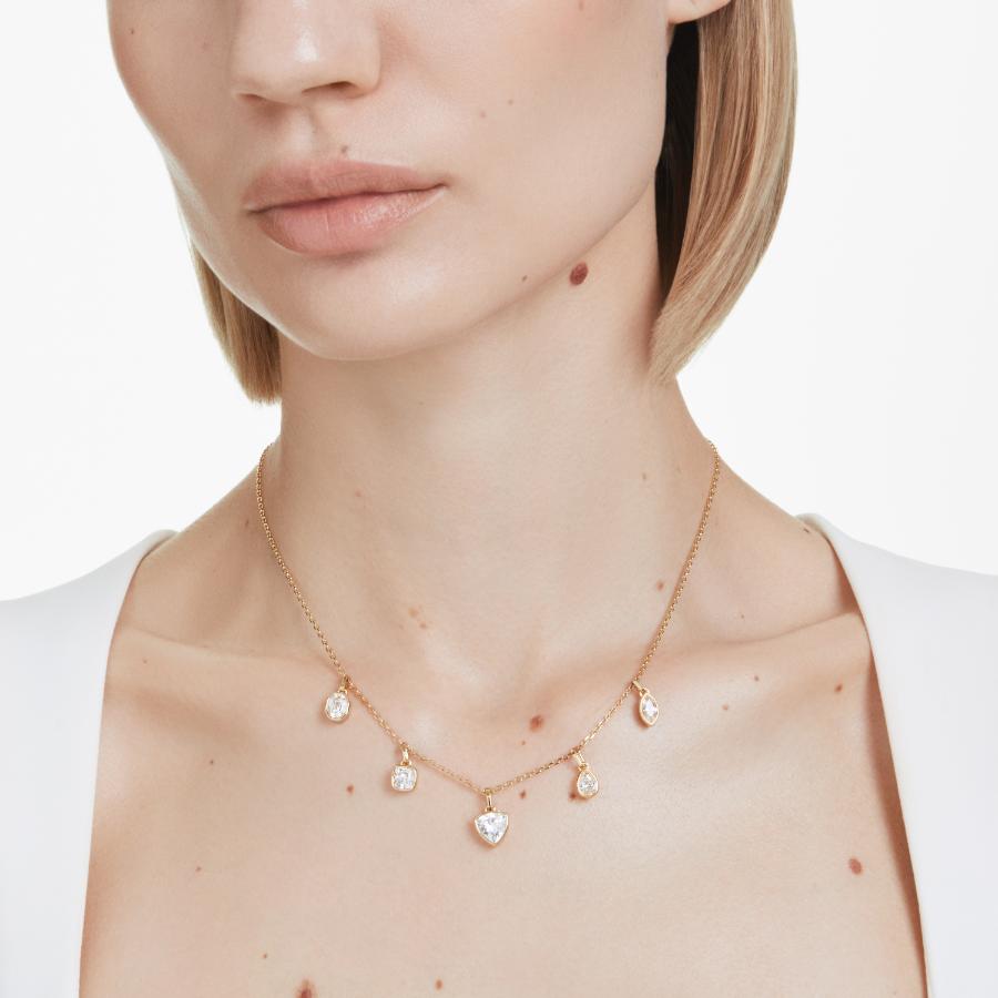 Swarovski Imber Necklace, Mixed Cuts, White, Gold-tone Plated -Swarovski