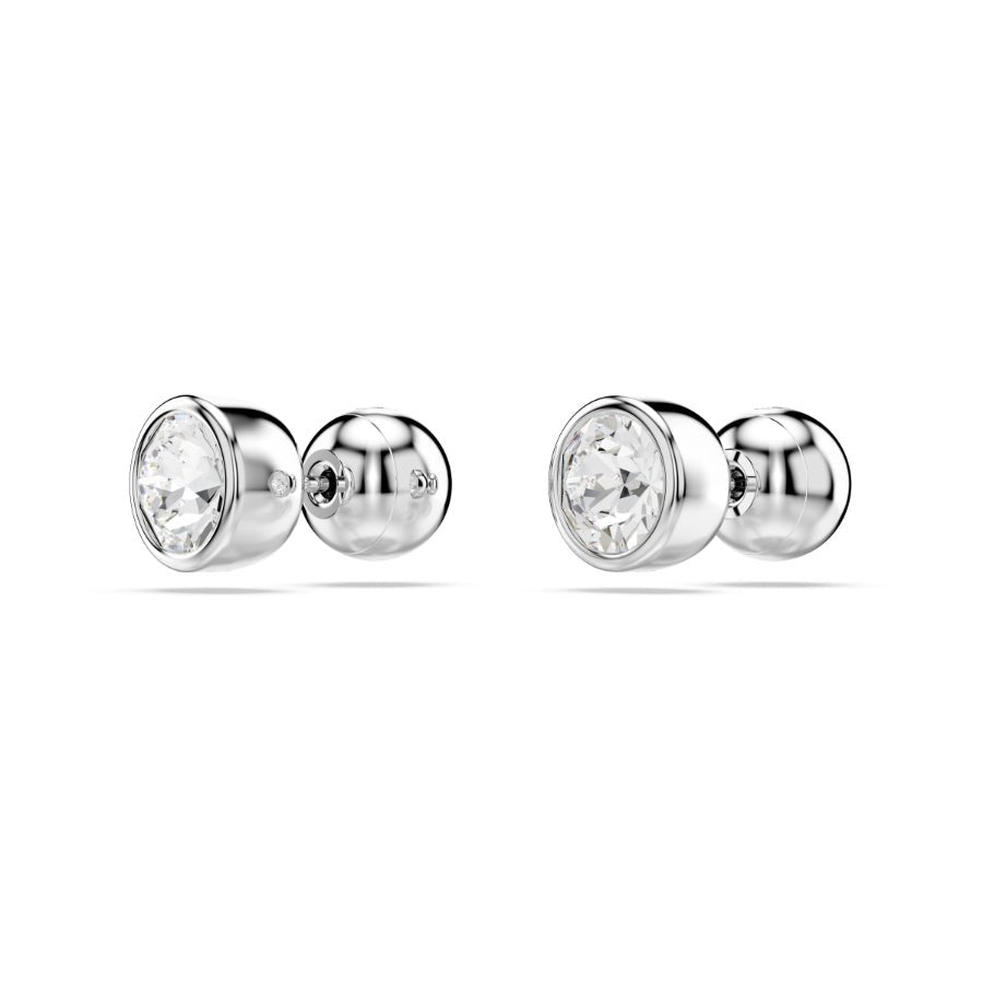 Swarovski Imber Stud Earrings, Round Cut, White, Rhodium Plated -Swarovski