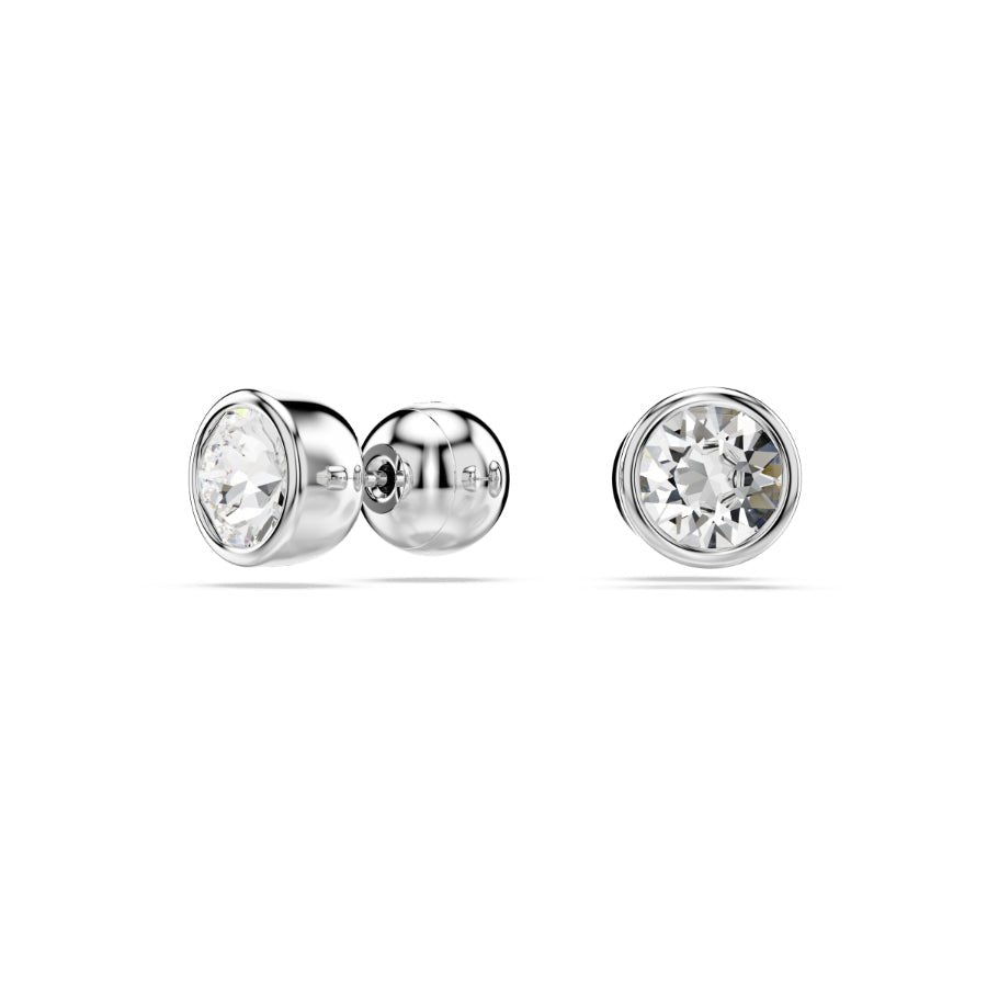 Swarovski Imber Stud Earrings, Round Cut, White, Rhodium Plated -Swarovski