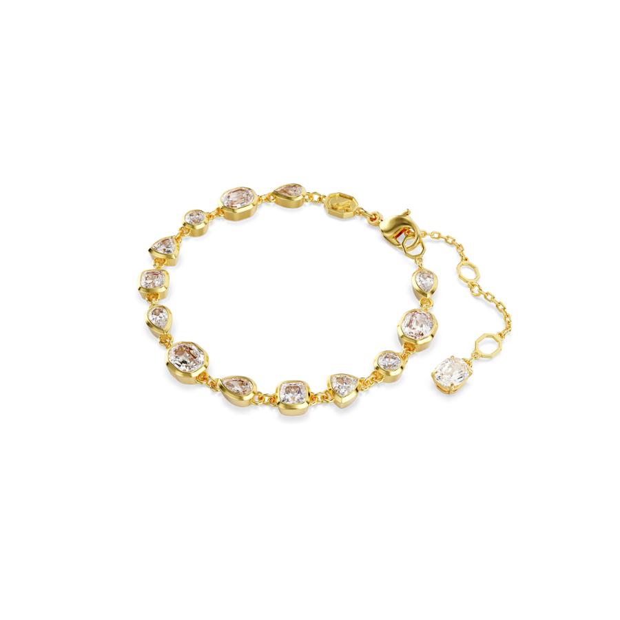 Swarovski Imber Tennis Bracelet, Mixed Cuts, White, Gold-tone Plated -Swarovski