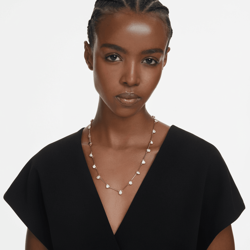 Swarovski Imber Tennis Necklace, Mixed Cuts, White, Gold-tone Plated -Swarovski