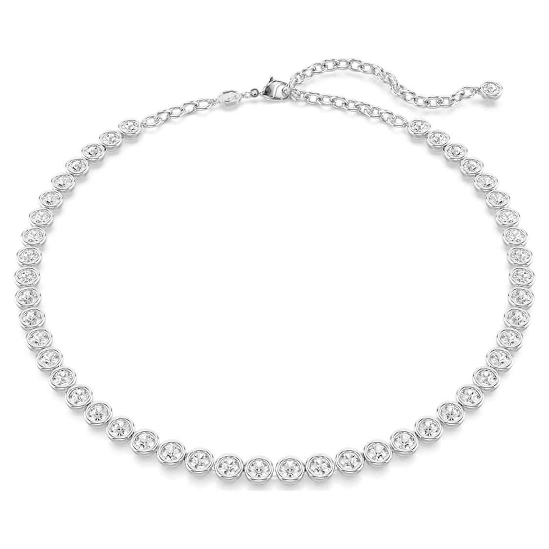 Swarovski Imber Tennis Necklace Round Cut, White, Rhodium Plated -Swarovski