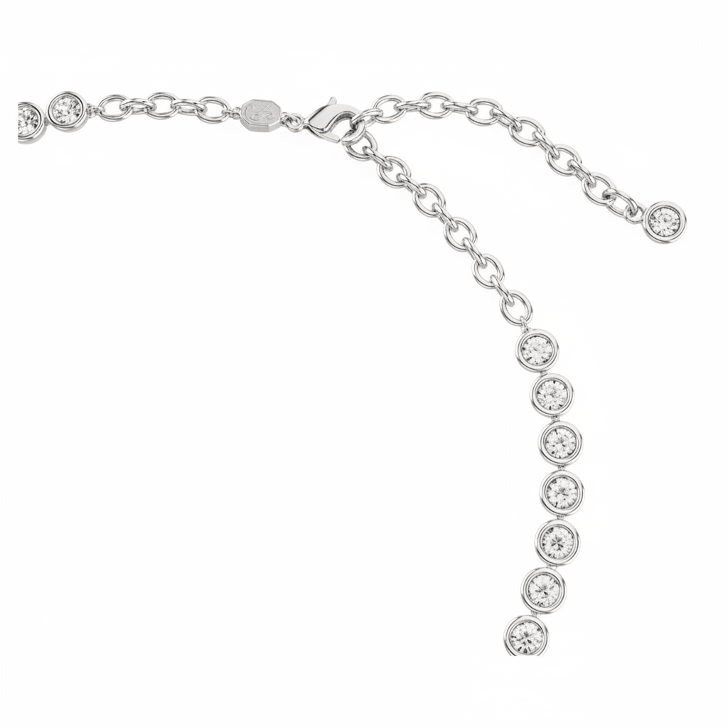 Swarovski Imber Tennis Necklace Round Cut, White, Rhodium Plated -Swarovski