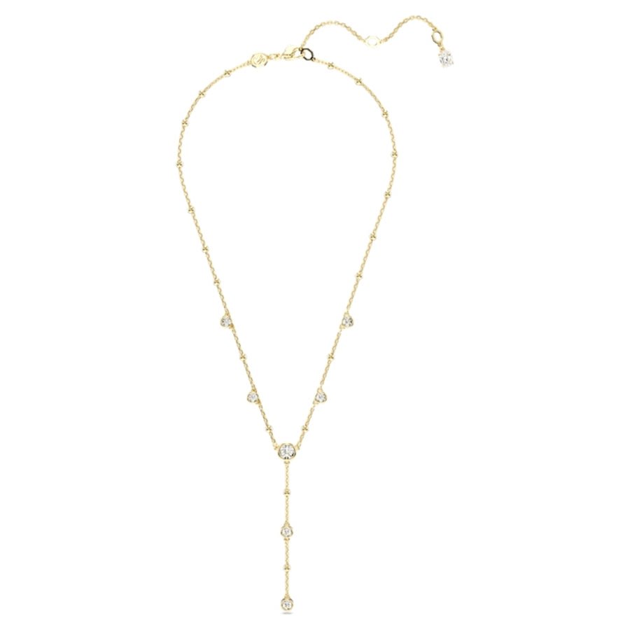 Swarovski Imber Y Necklace Round Cut Scattered design White Gold-tone plated -Swarovski