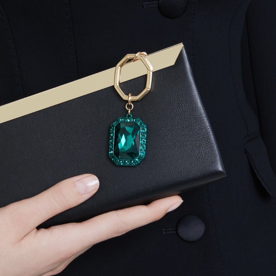 Swarovski Key Ring, Octagon Cut, Green, Mixed Metal Finish -Swarovski