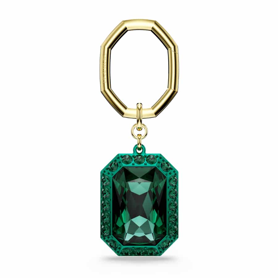 Swarovski Key Ring, Octagon Cut, Green, Mixed Metal Finish -Swarovski