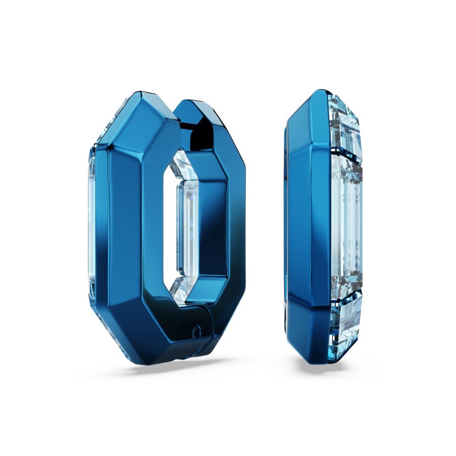 Swarovski Lucent Hoop Earrings, Octagon Shape, Small, Blue -Swarovski