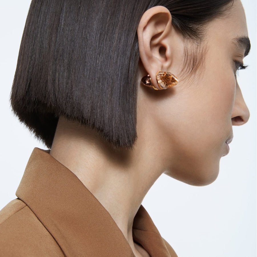 Swarovski Lucent Stud Earring , Single, Pink, Rose-Gold Tone Plated -Swarovski