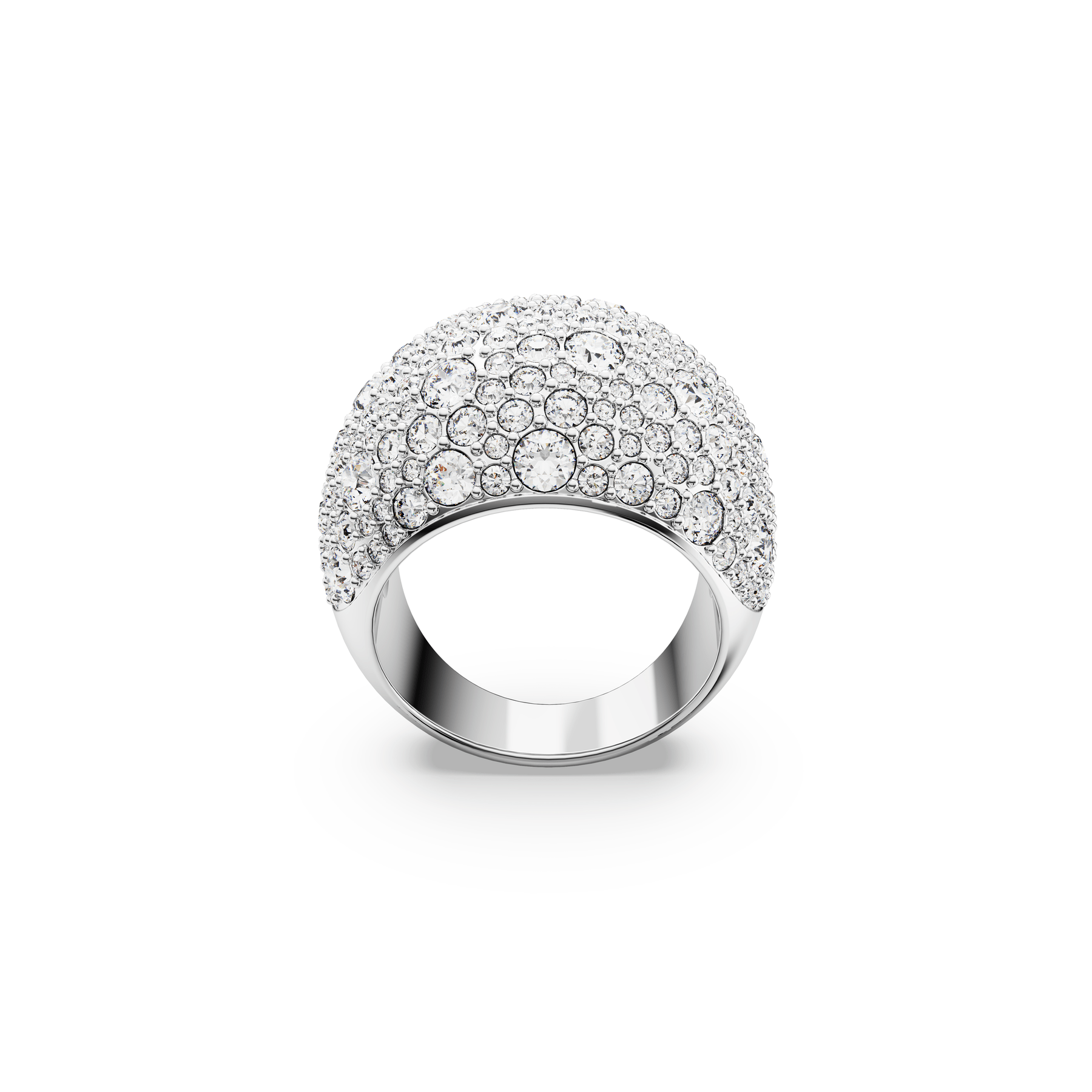 Swarovski Luna cocktail ring Moon, White, Rhodium plated -Swarovski