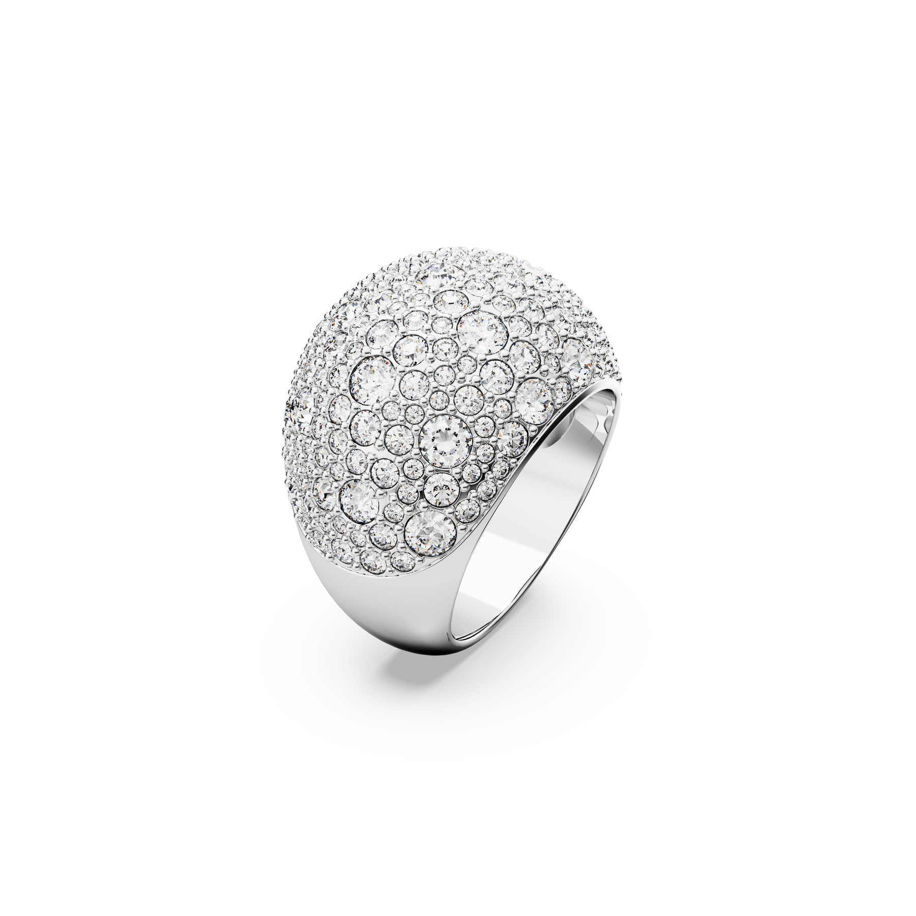 Swarovski Luna cocktail ring Moon, White, Rhodium plated -Swarovski