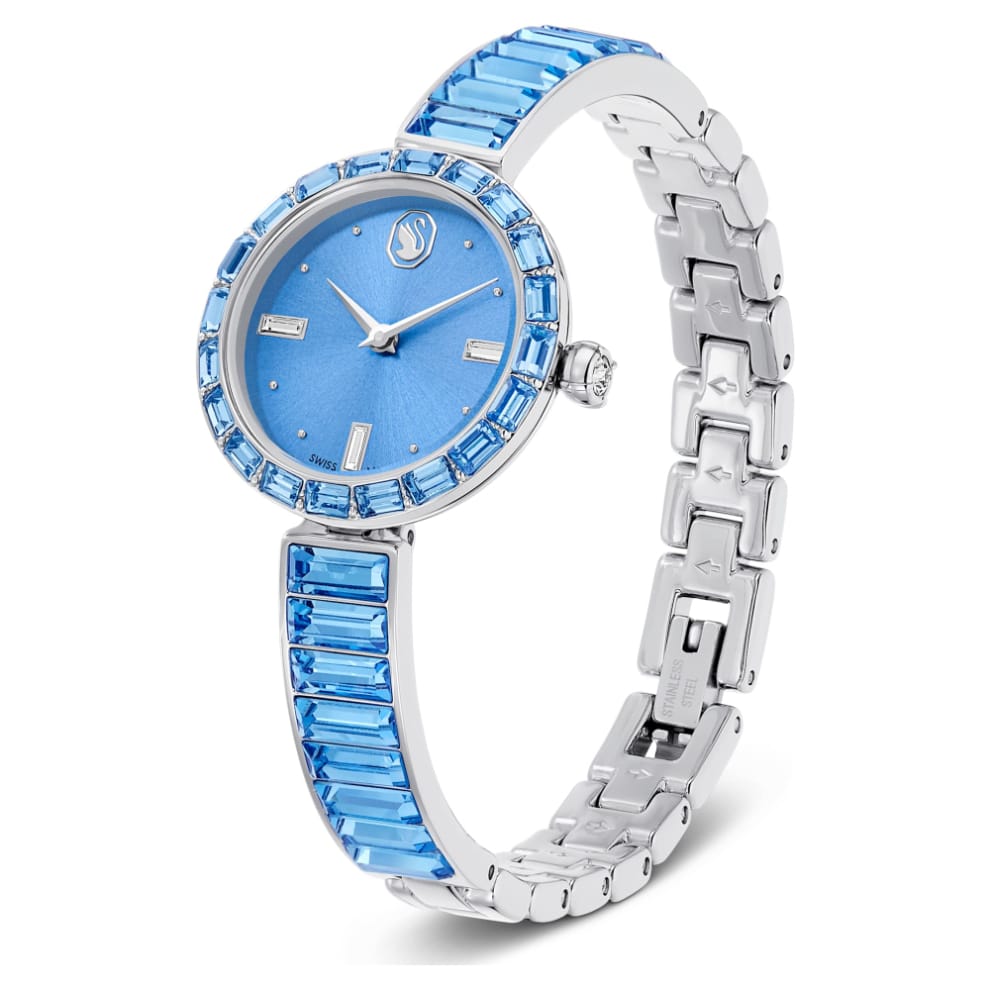 Swarovski Matrix Bangle Watch, Swiss Made, Crystal Bracelet, Blue, Stainless steel -Swarovski