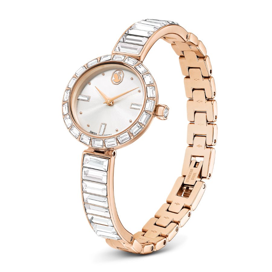 Swarovski Matrix Bangle Watch, Swiss Made, Crystal Bracelet, Rose Gold-tone Finish -Swarovski
