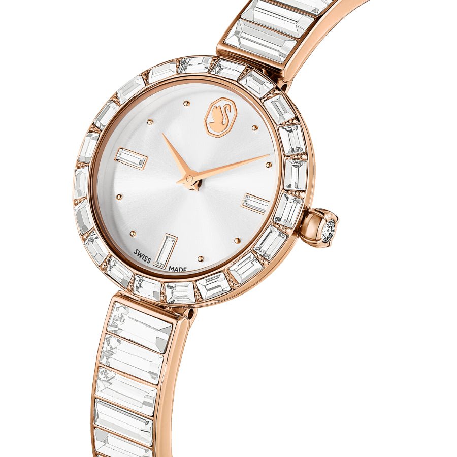 Swarovski Matrix Bangle Watch, Swiss Made, Crystal Bracelet, Rose Gold-tone Finish -Swarovski