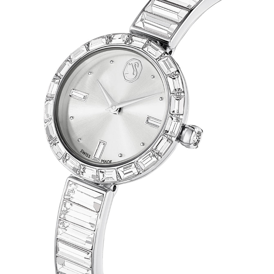 Swarovski Matrix Bangle Watch, Swiss Made, Crystal Bracelet, Silver Tone, Stainless Steel -Swarovski