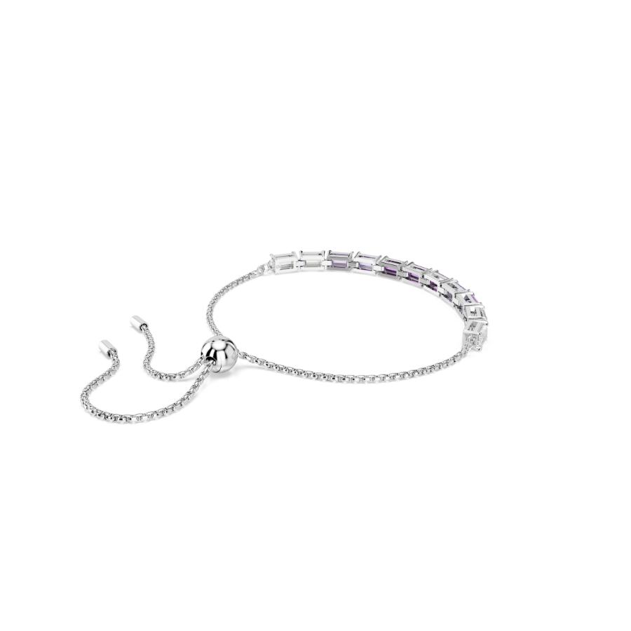 Swarovski Matrix Bracelet, Baguette Cut, Purple, Rhodium Plated -Swarovski