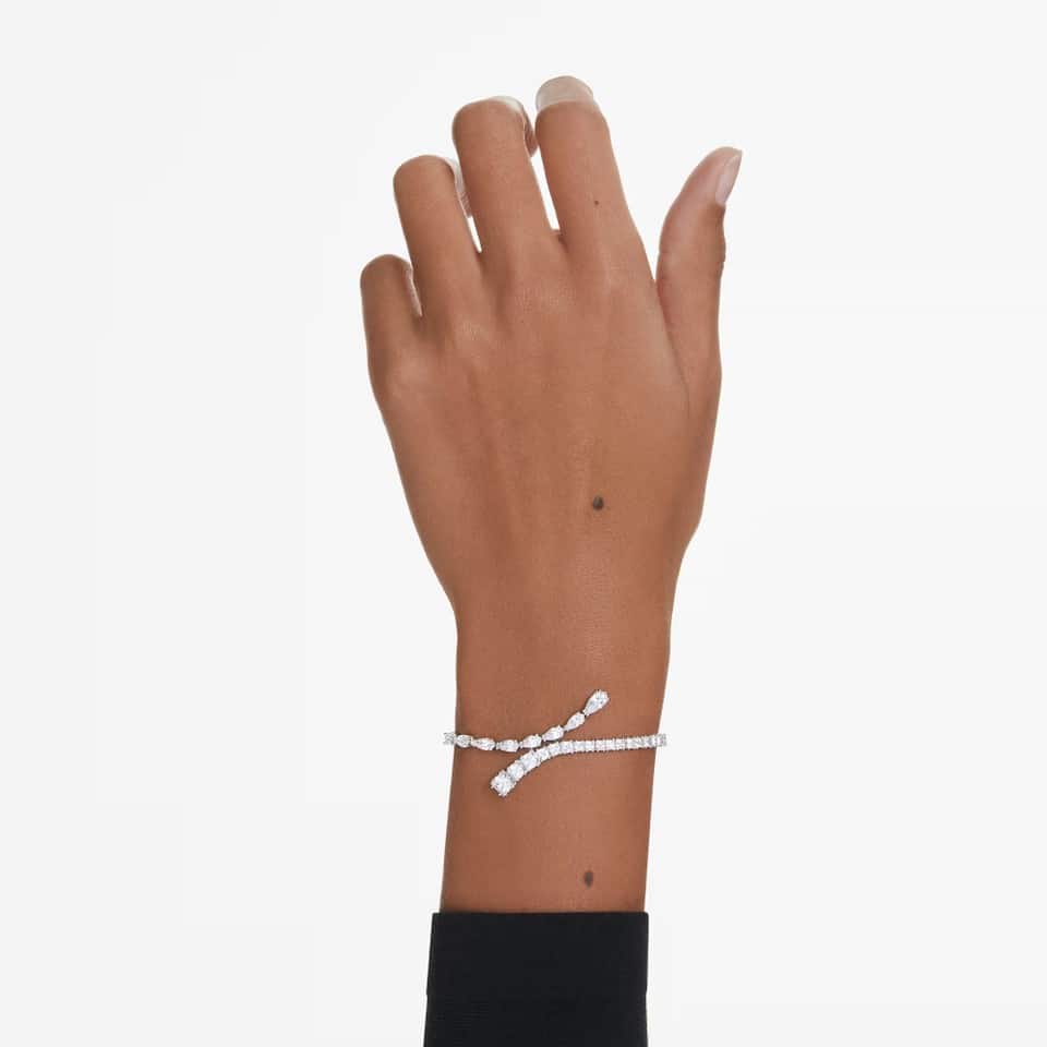 Swarovski Matrix Bracelet Mixed Cut, White, Rhodium Plated -Swarovski