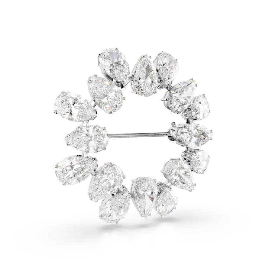 Swarovski Matrix Brooch, Pear Cut, White, Rhodium Plated -Swarovski