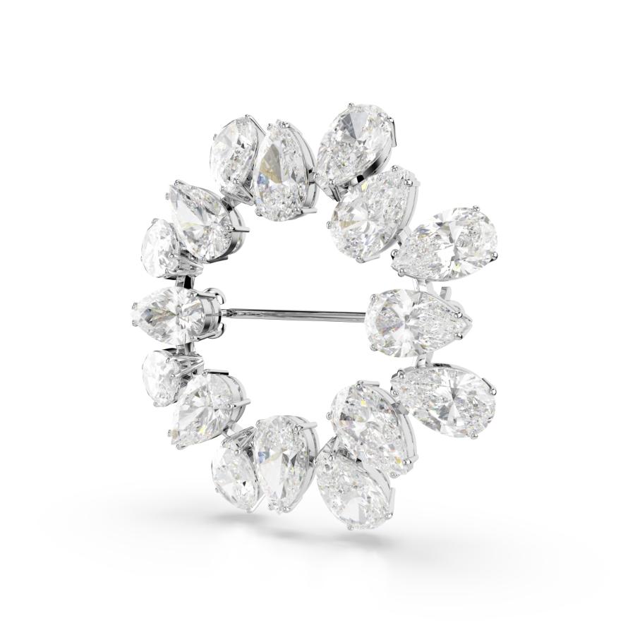 Swarovski Matrix Brooch, Pear Cut, White, Rhodium Plated -Swarovski