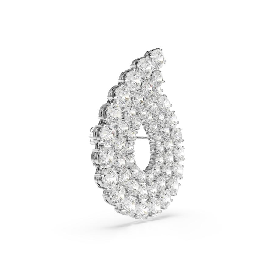 Swarovski Matrix Brooch, Round Cut, White, Rhodium Plated -Swarovski