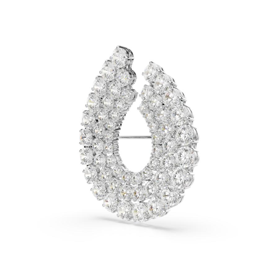 Swarovski Matrix Brooch, Round Cut, White, Rhodium Plated -Swarovski