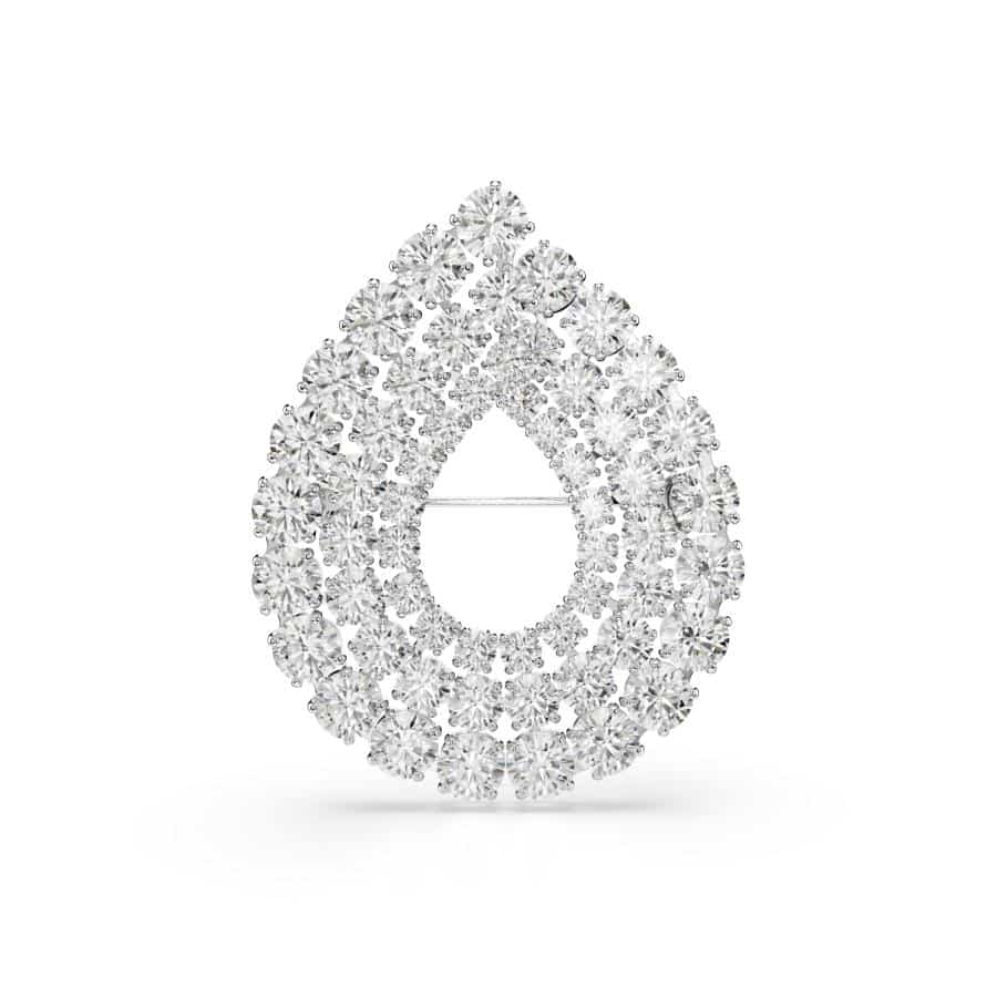 Swarovski Matrix Brooch, Round Cut, White, Rhodium Plated -Swarovski
