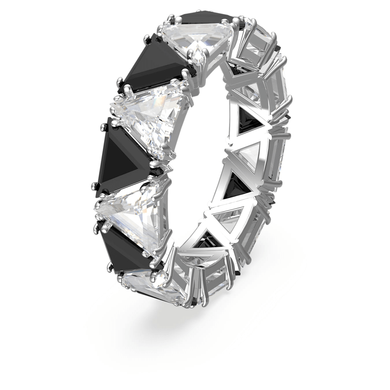 Swarovski Matrix Cocktail Ring Triangle Cut, Black, Rhodium plated -Swarovski