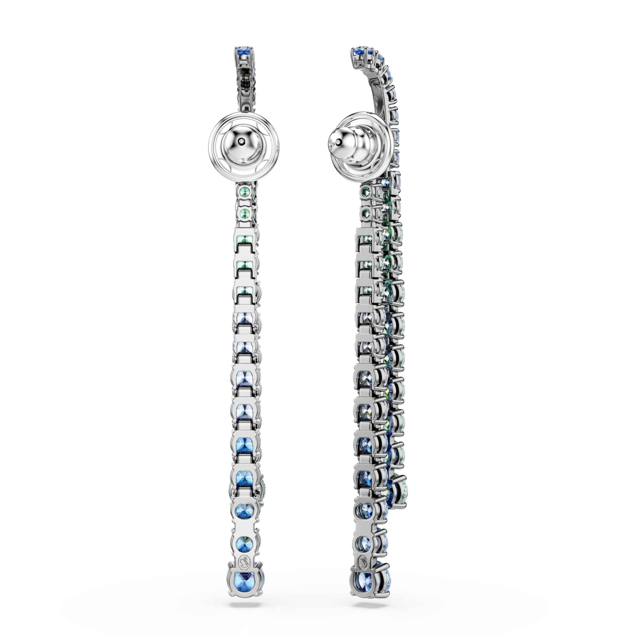 Swarovski Matrix Drop Earrings, Gradient of round cuts, Multicolored, Ruthenium plated -Swarovski