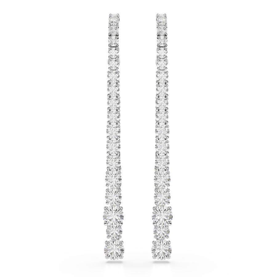 Swarovski Matrix Drop Earrings, Gradient of Round Cuts, White, Rhodium Plated -Swarovski