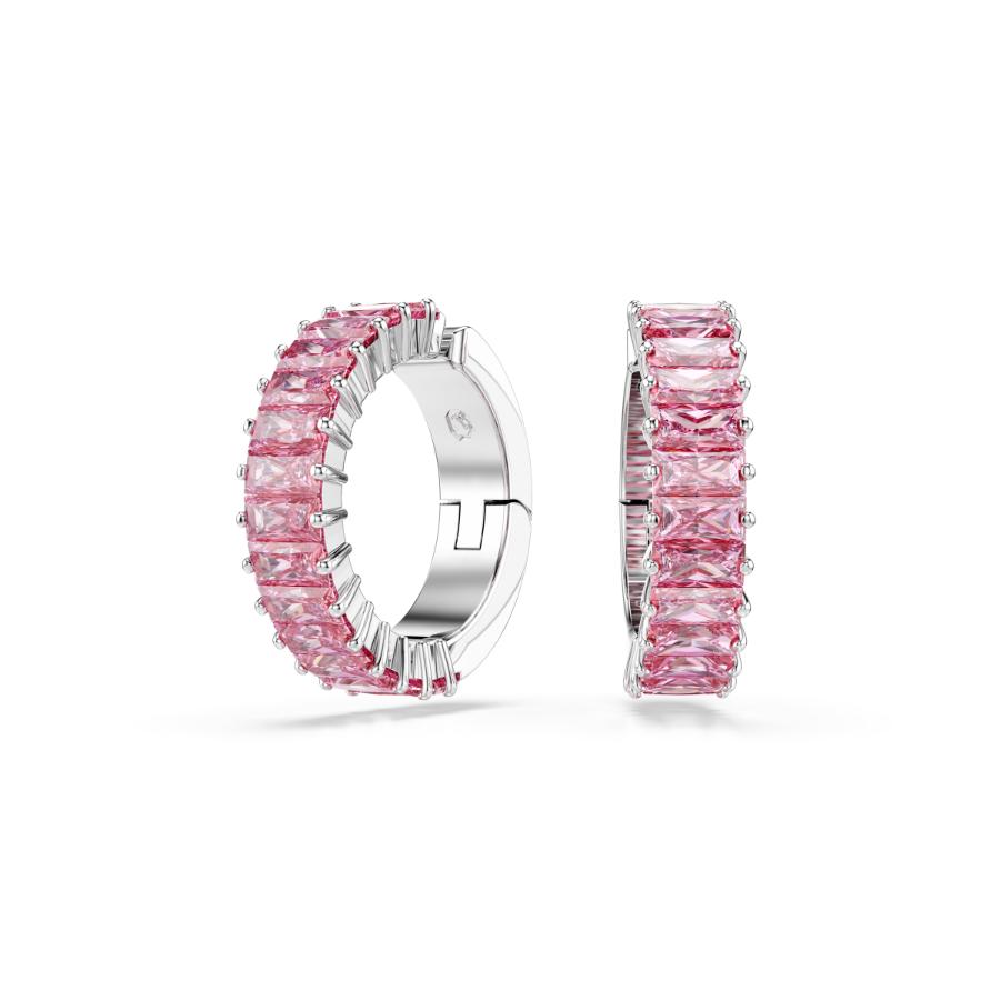 Swarovski Matrix Ear Cuffs, Baguette Cut, Pink, Rhodium Plated -Swarovski