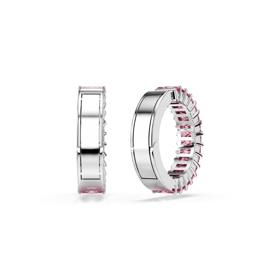 Swarovski Matrix Ear Cuffs, Baguette Cut, Pink, Rhodium Plated -Swarovski